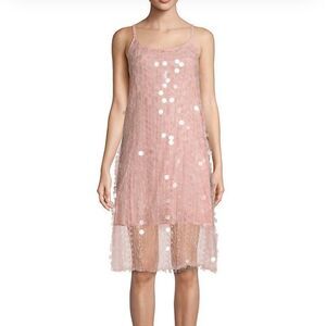 Avantlook Pink Embellished Lace Shift Midi Dress Size S